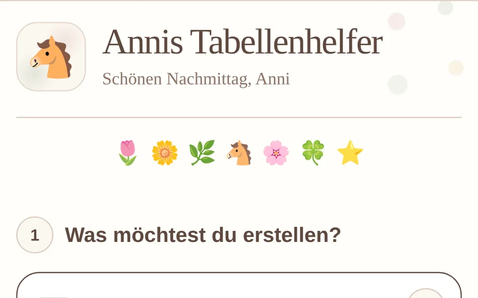 Annis Tabellenhelfer: choosing between an Excel and a Word table
